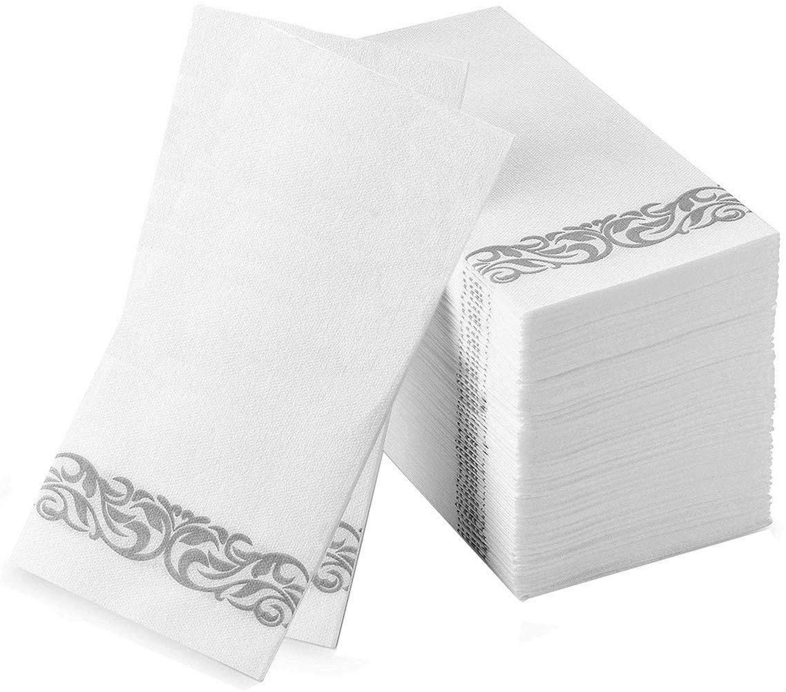 50PCS Disposable White Napkins, Linen Feel Guest Hand Towels White Air –  morgianatableware